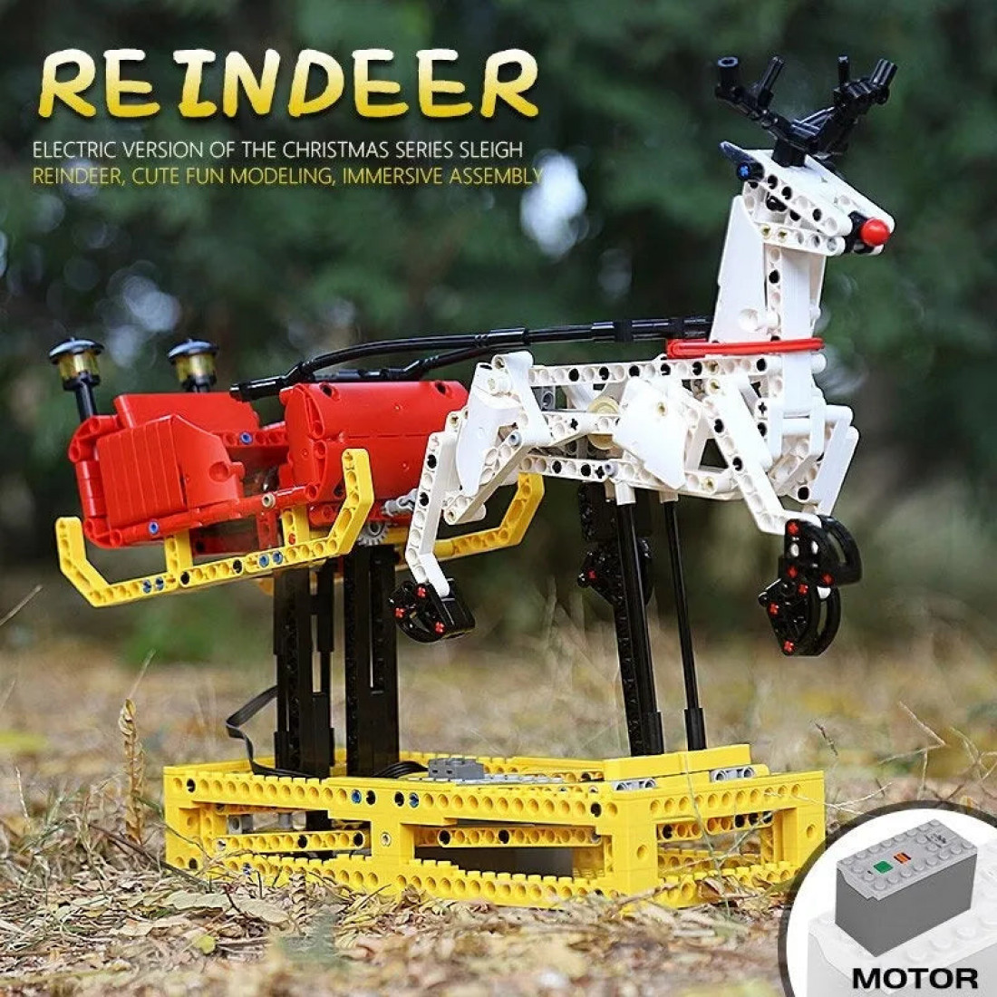 building blocks motorized santa claus reindeer elk bricks toy ...