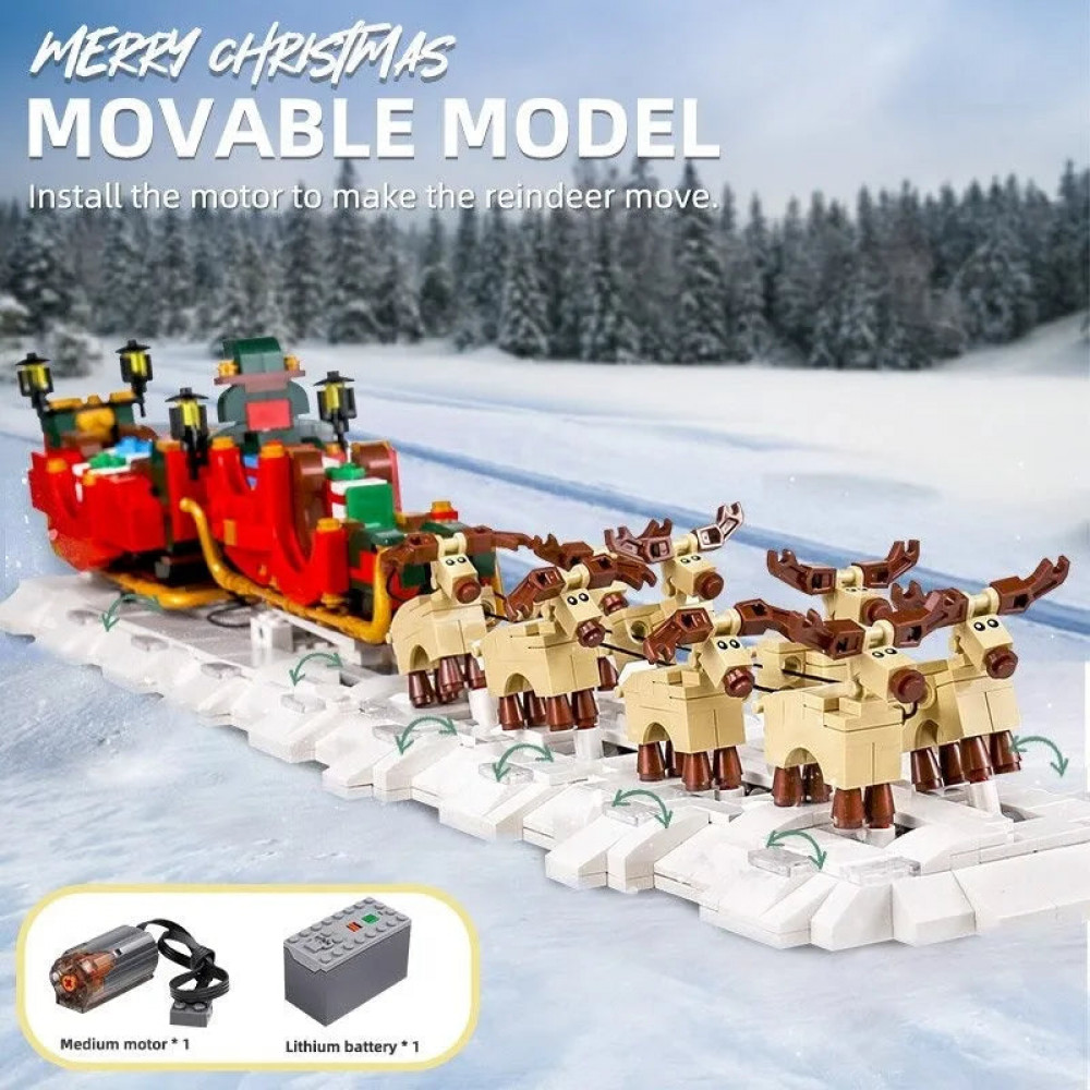 building blocks motorized santa claus sleigh elk bricks toy - building ...
