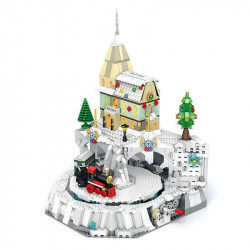 christmas winter city train town santa claus bricks toy