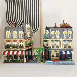 city street creator expert moc paris restaurant bricks toy