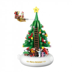 creative moc ideas light christmas tree music box bricks toys