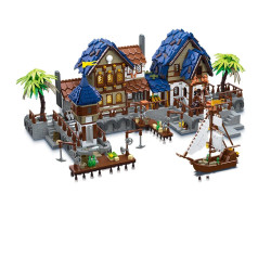 creator experts moc medieval town harbor bricks toy
