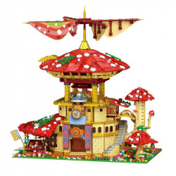 creator moc glossy ganoderma mushroom hotel mini bricks toy