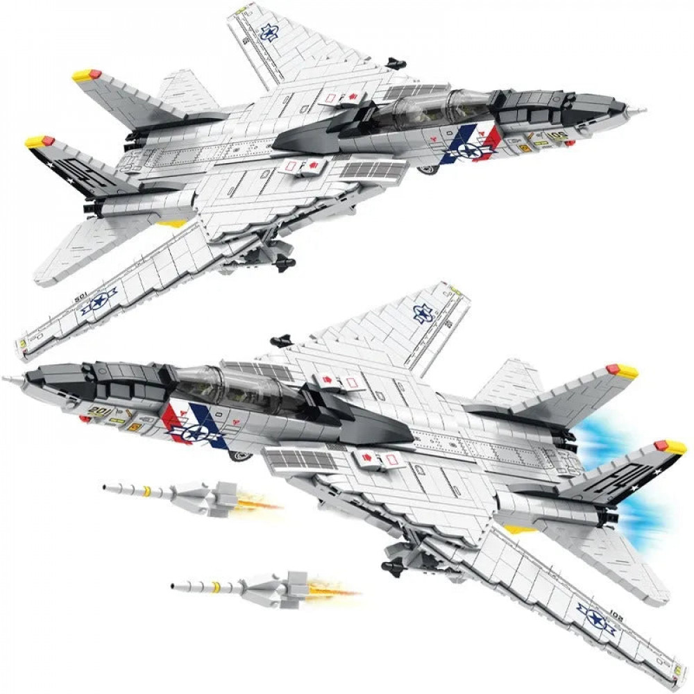 military aircraft moc f-14 tomcat fighter jet bricks toy - military ...
