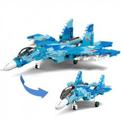 military moc su-27 flanker fighter jet bricks kids toys