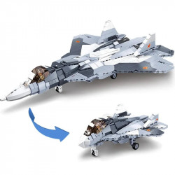 military moc su-57 flanker fighter jet bricks kids toys