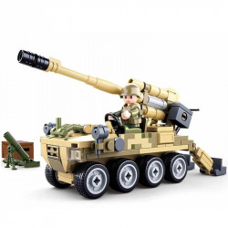 military ww2 self-propelled 120mm artillery bricks toy