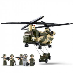 military ww2 transport army helicopter bricks toy