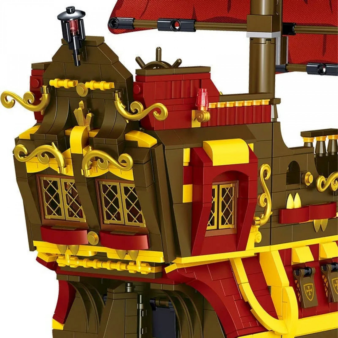 moc 1805 pirates of the caribbean red pirate ship bricks toy - moc-1805 ...