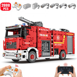 moc 22008 rc app water jet city fire ladder truck bricks toys