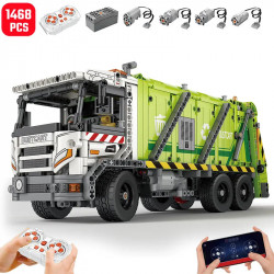 moc 22022 rc app compressed garbage truck bricks toy