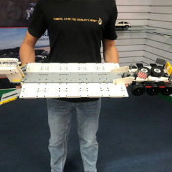 moc app motorized rc step deck trailer truck bricks toy