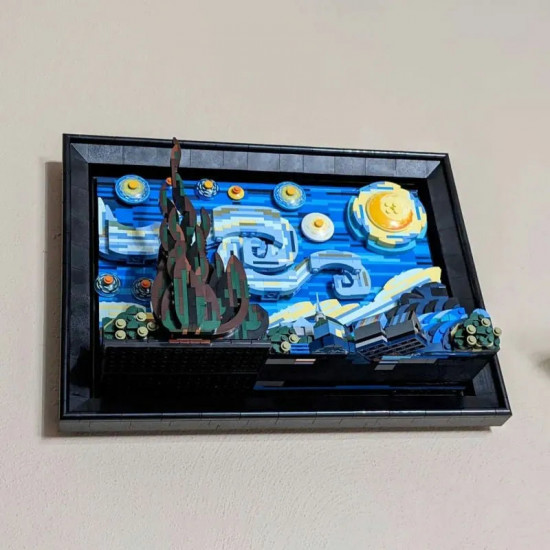moc art idea famous picture paint starry night bricks toys moc art idea famous picture paint starry night bricks toys