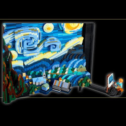 moc art idea famous picture paint starry night bricks toys
