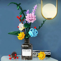 moc bottled flowers pot bouquet bricks kids toys 92012