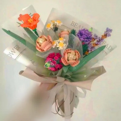 moc bouquet romantic love flower bricks toy