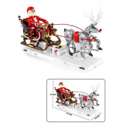 moc christmas sleigh santa claus elk reindeer bricks toy