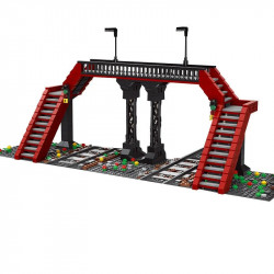 moc city railroad crossing train railway bricks toy 12008