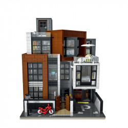 moc city street expert modern brown villa bricks toy 10204