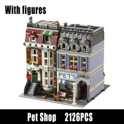 moc city street expert pet shop store bricks toy 15009