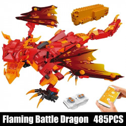 moc creative flaming battle dragon robot app rc bricks toy 13148