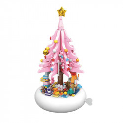 moc creative idea christmas tree music box light bricks toy