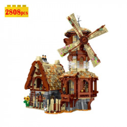 moc creator expert medieval town windmill bricks toy