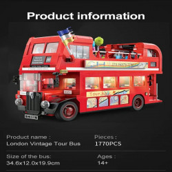 moc double deck london city tour bus bricks toy c59008