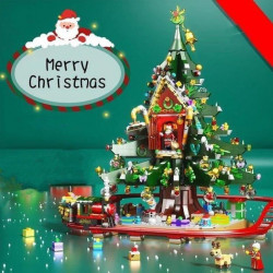 moc expert christmas santa tree house bricks toy