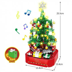 moc expert christmas tree santa music light box bricks kids toys