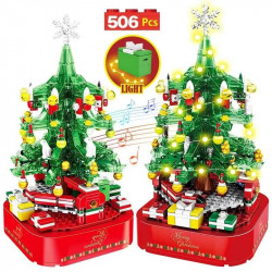 moc expert christmas tree santa music light box bricks kids toys
