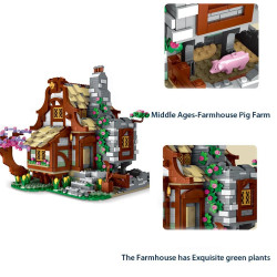moc expert medieval town farm house bricks toy