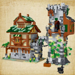 moc expert medieval town stable guard tower bricks toys
