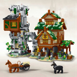moc expert medieval town stable guard tower bricks toys