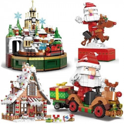 moc expert snow christmas castle music box bricks toys