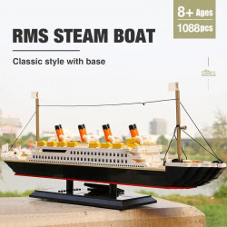 moc experts rms titanic steam ship boat bricks kids toys 15005
