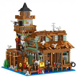 moc fisherman cabin house pier mini bricks toys