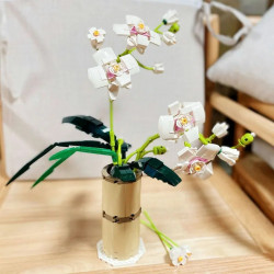 moc flower bouquet orchid romantic bricks toy