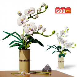 moc flower bouquet orchid romantic bricks toy