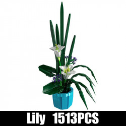 moc flowers bouquet bonsai lily potted plant bricks toys