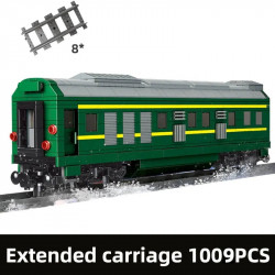 moc green diesel train extended carriage bricks toy