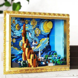 moc ideas art 3d starry night picture frame bricks kids toys