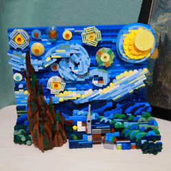 moc ideas famous paint starry night bricks toys dk3001