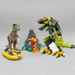moc jurassic park t. rex vs dino-mech battle bricks toy