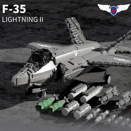 moc military aircraft f-35 lightning stealth jet bricks toy moc military aircraft f-35 lightning stealth jet bricks toy