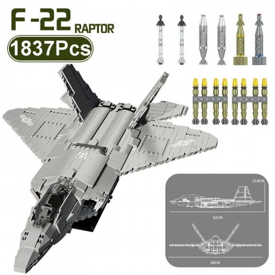 moc military f-22 raptor stealth aircraft bricks toy moc military f-22 raptor stealth aircraft bricks toy