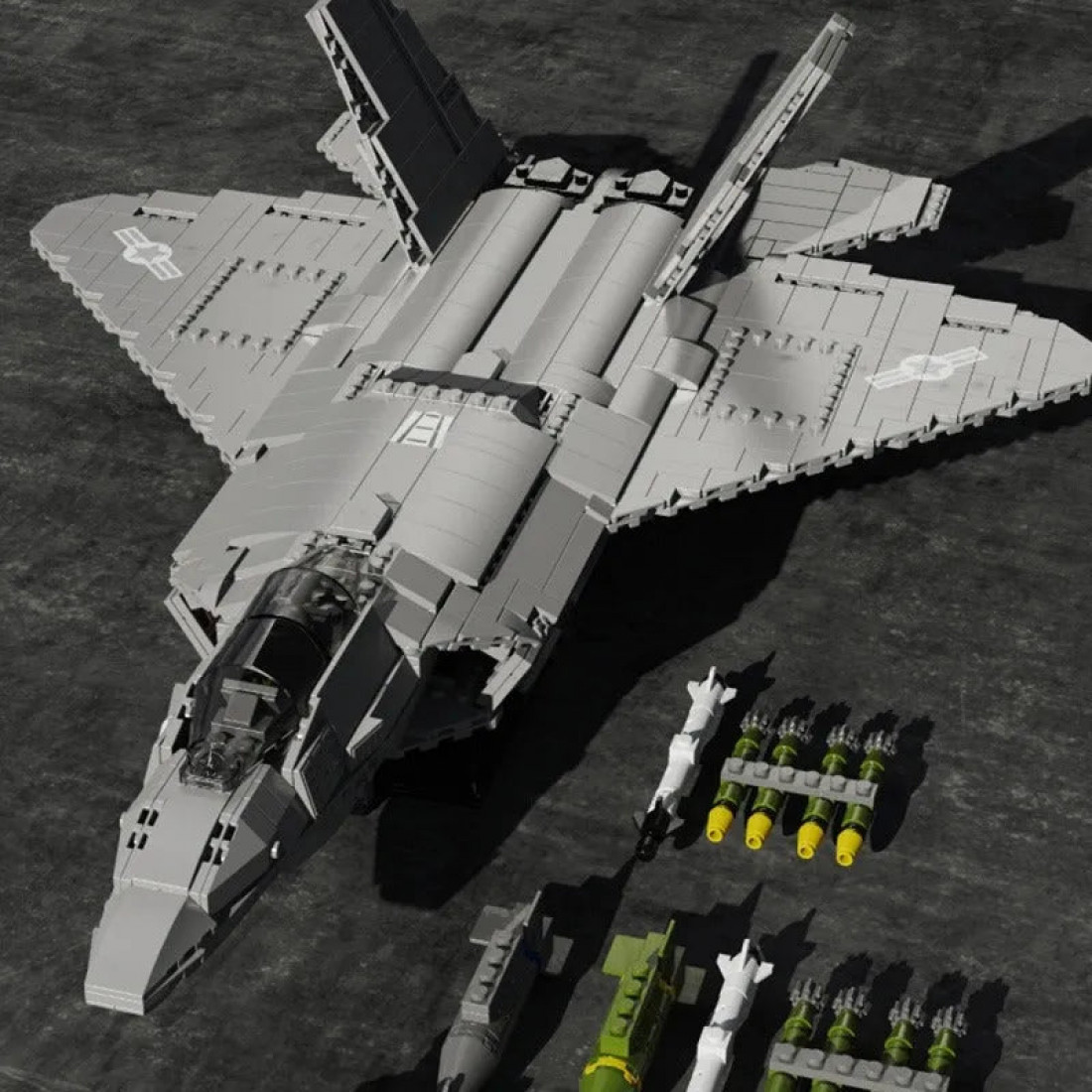 moc military f-22 raptor stealth aircraft bricks toy - moc-military-f ...