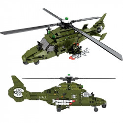 moc military light armed helicopter mecha robots bricks toys