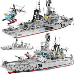 moc military navy 956 destroyer battleship bricks toy
