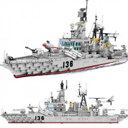 moc military navy 956 destroyer battleship bricks toy